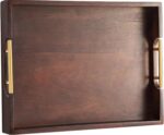 Joy&Grace Ottoman Tray for Living Room, Large Acacia Wooden Serving Tray with Ha... - Image 2