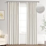 Joywell 100% Blackout Linen Curtains 96 Inches Long for Bedroom Natural Black Ou... - Image 2