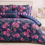 Juicy Couture Rose Logo Queen Comforter Set, Navy/Pink – 8-Piece Complete Bed in... - Image 2