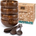 Jungle Culture 4 Polished Coconut Bowl & Wooden Spoons Set with Bamboo Straws • ... - Image 2