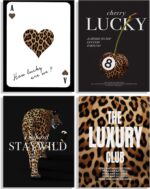 KBIERQN 4Pcs Trendy Leopard Prints Wall Art Lucky 8 Ball Poster Preppy Room Aest... - Image 2