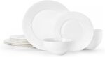 KINGSTONE Bone China Dinnerware Set, 12-Piece White Porcelain Tableware for 4, H... - Image 2