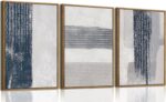 KISSFOX 3 Piece Framed Wall Art Abstract Wall Decor Navy Blue Texture Pictures M... - Image 2