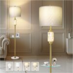 KIVDITZO Modern Floor Lamp for Living Room with Glass Tray and Night Light, Alab... - Image 2