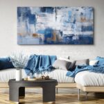 KLAKLA Abstract Canvas Wall Art - Blue and White Picture Artwork for Wall Modern... - Image 2
