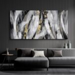 KLAKLA Black and Gold Abstract Wall Art - Big Picture for Living Room Wall - Bla... - Image 2
