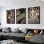 KQZVCU Golden Black Abstract Picture Line Canvas Poster Marble Luxury Paintings ... - Image 2