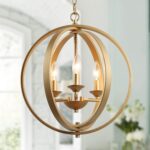 KSANA Gold Orb Chandelier Modern Globe 3 Light Fixture for Dining & Living Room,... - Image 2