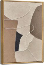 Kabcod Large Beige Brown Abstract Wall Art 3D Textured Oil Painting, Neutral Lar... - Image 2