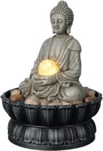 Kalona Tabletop Buddha Waterfall Fountain, Meditating Buddha Zen Fountain with L... - Image 2