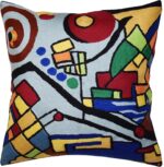 Kandinsky Decorative Pillow Cover Coastal Hand Embroidered Abstract Toss Pillows... - Image 2