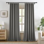 KangBang 102 Inch Gray Curtains Blackout Drapes for Living Room, Pinch Pleated E... - Image 2