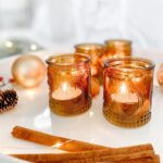 Kate Aspen Vintage Amber Glass Tea Light Candle Holders Set of 4 - Votive Holder... - Image 2
