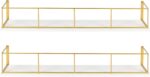 Kate and Laurel Benbrook 24 inch 2-Pack Wood and Metal Floating Wall Shelves, Wh... - Image 2