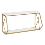 Kate and Laurel Brost Glam Wall Shelf, 21 x 8 x 11, White and Gold, Modern Geome... - Image 2