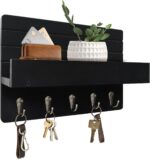 Key Holder Wall Mount, Rustic Key Hooks for Wall with Shelf for Mail Organizer, ... - Image 2