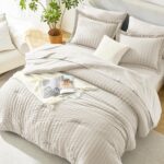 King Size Comforter Set - 7 Pieces Seersucker Bed in a Bag King, Luxury Boho Com... - Image 2