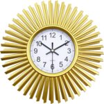 Kitchen Wall Clock, Gold Sunburst Wall Clocks Battery Operated, 10 Inch Modern D... - Image 2