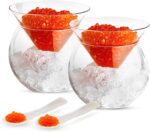 KooK Glass Caviar Chiller Server Set, with Mother of Pearl Spoons, Serving Dish ... - Image 2