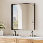 Koonmi Black Bathroom Mirror for Wall, 30x30 Inch Matte Metal Deep Framed Rounde... - Image 2