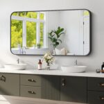 Koonmi Black Framed Bathroom Mirror - 24x48 Inch Shatterproof Tempered Glass Van... - Image 2