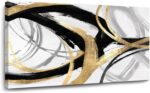 Kureful Gold Wall Decor - Black Canvas Wall Art for Living Room- Large Line Artw... - Image 2