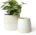LA JOLIE MUSE Flower Pots Indoor Plant Pot Set of 2, Unique Small Ceramic Plants... - Image 2