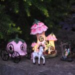 LA Jolie Muse Resin Fairy Garden - Miniature Floral Roof Cottage with Solar LED ... - Image 2