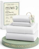 LANE LINEN 100% Organic Cotton King Size Sheets Set, Soft & Comfy All Season Bre... - Image 2