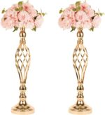 LANLONG 2pcs Metal Gold Candle Holders Road Lead Table Centerpiece Stand Pillar ... - Image 2