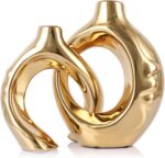 LCCCK Gold Ceramic Vases for Home Decor, Boho Vase for Flowers Pampas Grass Deco... - Image 2