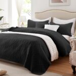 LEAONME Quilt Set King Size 3 Pieces, Lightweight Black Bedspread-98''x106'', So... - Image 2