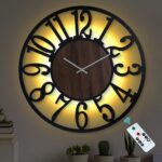 LEIKE Large Wall Clock 30'' Lighted Rustic Wood Clock with Remote Timer, Silent ... - Image 2