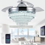 LEONTYNE 42" Modern Crystal Chandelier Ceiling Fan with Light & Remote,Dimmable ... - Image 2