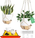 LEWESU Set of 2 Hanging Planters for Indoor Plants with Self Watering Includes H... - Image 2