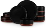 LIANYU 12 Pieces Porcelain Dinnerware Sets, Premium Plates and Bowls Set, High-F... - Image 2