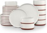 LIANYU 24 Pieces Porcelain Dinnerware Sets, Premium Plates and Bowls Set, High-F... - Image 2