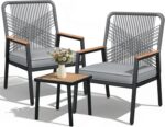 LIFERUN 3-Piece Patio Furniture Set, 2 Outdoor Rattan Chairs with 1 Table, Garde... - Image 2