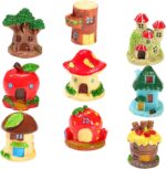 LIOOBO 9pcs Tiny House Ornament Creative Mini Resin Models for Micro Landscape G... - Image 2