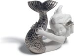 LLADRÓ Playing At Sea Mermaid Figurine. Silver Lustre. Porcelain Figure Figure. - Image 2
