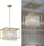 LMQNINE Modern Foyer Chandelier, Gold Crystal Chandelier Entryway Pendant Light ... - Image 2