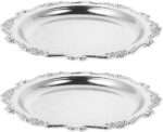 LOGOFUN 2pcs Vintage Iron Snack Tray Elegant Silver Dessert Plate Jewelry Holder... - Image 2