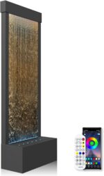 LONGRUN 48" Indoor Waterfall with App-Controlled RGB Lights, Elegant Floor Fount... - Image 2