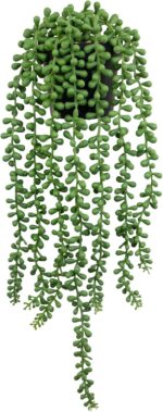 LOYWREE Fake Plants Indoor Artificial String of Pearls Plant in Black Pots, Real... - Image 2