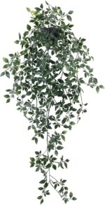 LOYWREE Small Artificial Hanging Mandala Plant with Pot Faux Plants Indoor Fake ... - Image 2