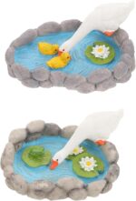LUOZZY 2sets Mini Swan and Lotus Pond Decoration Miniature Fairy Garden Ornament... - Image 2