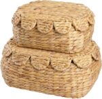 LUSYDECO Set of 2 Wicker Storage Baskets with Lid, Rattan Basket Decorative Boxe... - Image 2