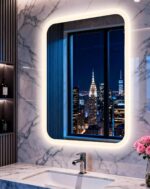 LUVODI Rectangle LED Bathroom Mirror: Smart Bluetooth Vanity Mirror Front-Lit De... - Image 2