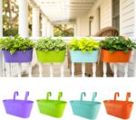 LaLaGreen Rail Planter (17 Inch, 4 Pack) Colorful Large Metal Hanging Flower Pot... - Image 2