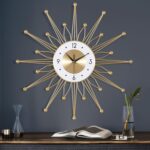 Lafocuse Silent 23 Inch Metal Large Gold Wall Clock for Home Decor, Mid Century ... - Image 2